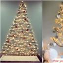 Soft Christmas tree on the wall.  Christmas tree on the wall.  Why not?  Christmas tree on a wooden wall: an original solution